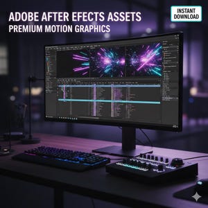 Ensemble de ressources Adobe After Effects | Incrustations de montage vidéo professionnelles, textures et éléments animés | Téléchargement instantané