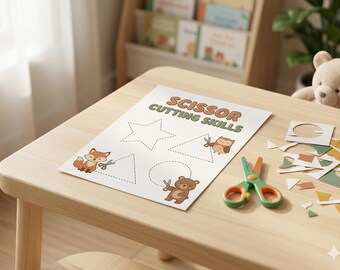 Preschool Scissor Skills Practice Shapes | Fine Motor Activity Worksheets (PDF Download)