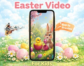 Påskharehälsningsvideo, animerat digitalt kort för barn, vårhelgmeddelande