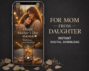 Mors dag-videokort för mamma dotter, känslomässig musikalisk hälsning, digital nedladdning, present