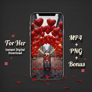 Animated Valentine Card for Her. Digital Love E‑Card MP4. Instant Download. Bonus Video.