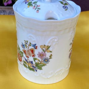 Aynsley Cottage Garden Deckeldose Marmelade | Fine Bone China Einmachglas | Vintage Küchenutensilien