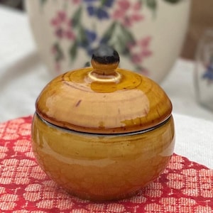Vaso vintage Boch Bahia con coperchio / Vaso per conserve in gres belga / Vasetto per senape / Contenitore da cucina di metà secolo