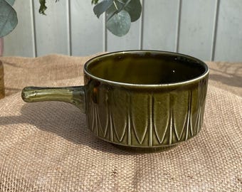 Ciotola da zuppa vintage in ceramica Ekland – Gres verde oliva, stile scandinavo di metà secolo