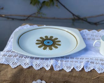 Bandeja de servir de loza J&G Meakin / Plato ovalado floral retro, menaje de cocina de mediados de siglo