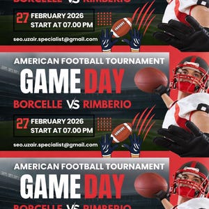 Banner para o dia do jogo de futebol americano, decoração para o Benito Bowl, painel de fundo para eventos esportivos (para imprimir)
