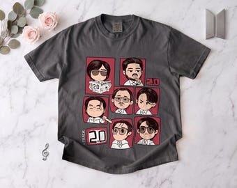 Camiseta Comfort Colors Bangtan, camiseta gráfica para fans del Kpop, artículos de música coreana, ropa chibi Track 2.0, regalo de la banda Seven Boys, ropa con estética K-Pop.