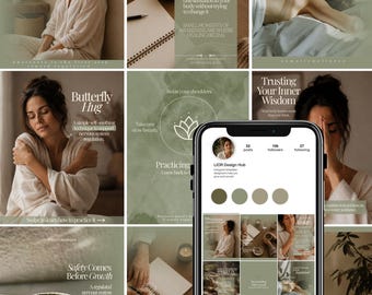 100 Somatic Coach Instagram Templates | Somatic Healing Canva Posts & Stories for Nervous System Coaches