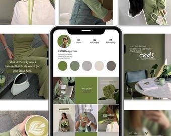 50 Green Canva Instagram Templates | Pinterest-Inspired Content Pack for Creators, SMM & Small Businesses