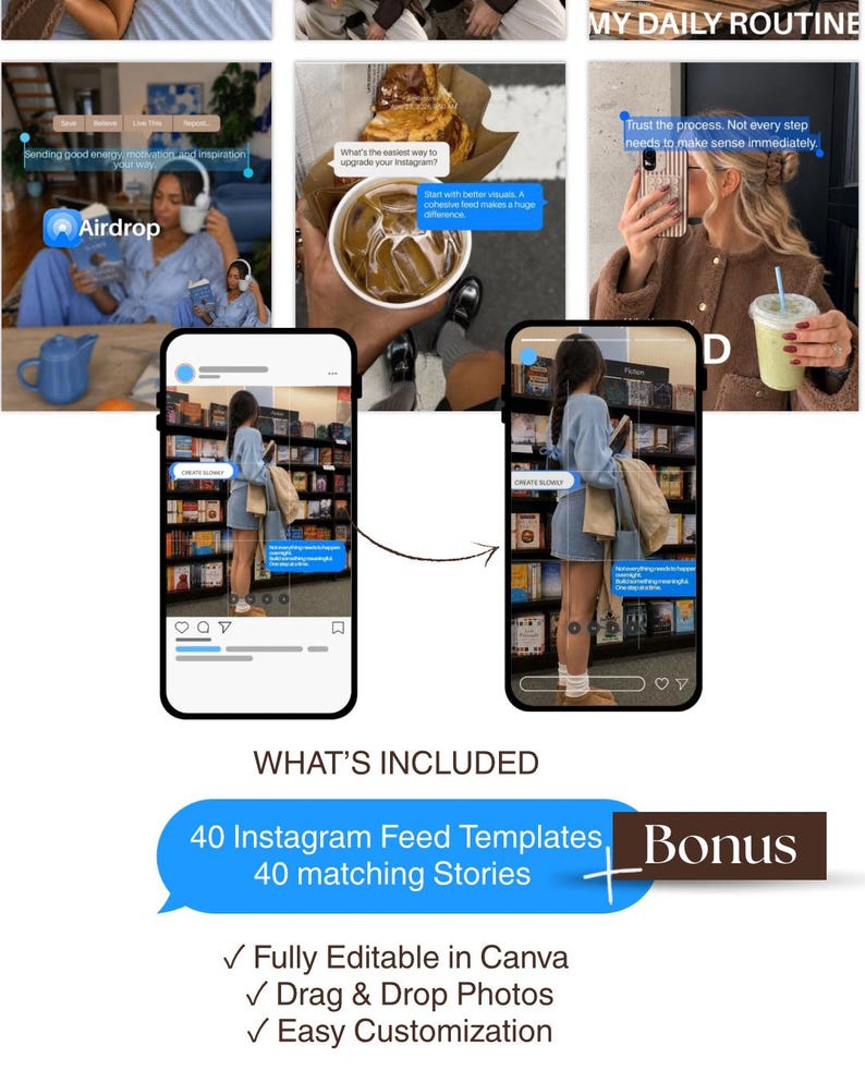 Brown Ios Core Instagram Templates | 40 Canva Posts, 40 Stories ...