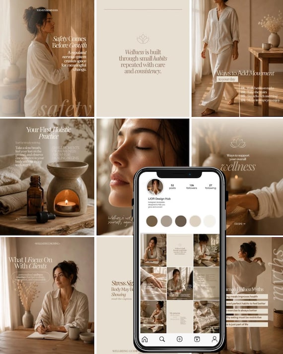 100 Holistic Wellness Instagram Templates |Holistic Coaches, Nutritionists, Health (Digital Download)