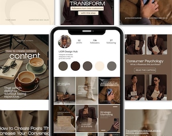 Modern Brown Instagram Templates for Content Creators & Personal Brands | SMM Marketing Content Kit