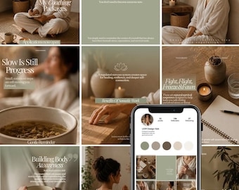 100 Somatic Coach Instagram Templates | Editorial Style Canva Posts & Stories for Nervous System Coaches