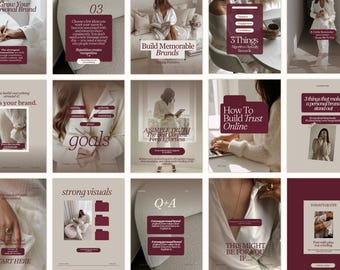 Burgundy Editorial Personal Brand Instagram Templates | Canva Social Media Kit, Posts, Stories & Carousels for Content Creators | Coaches