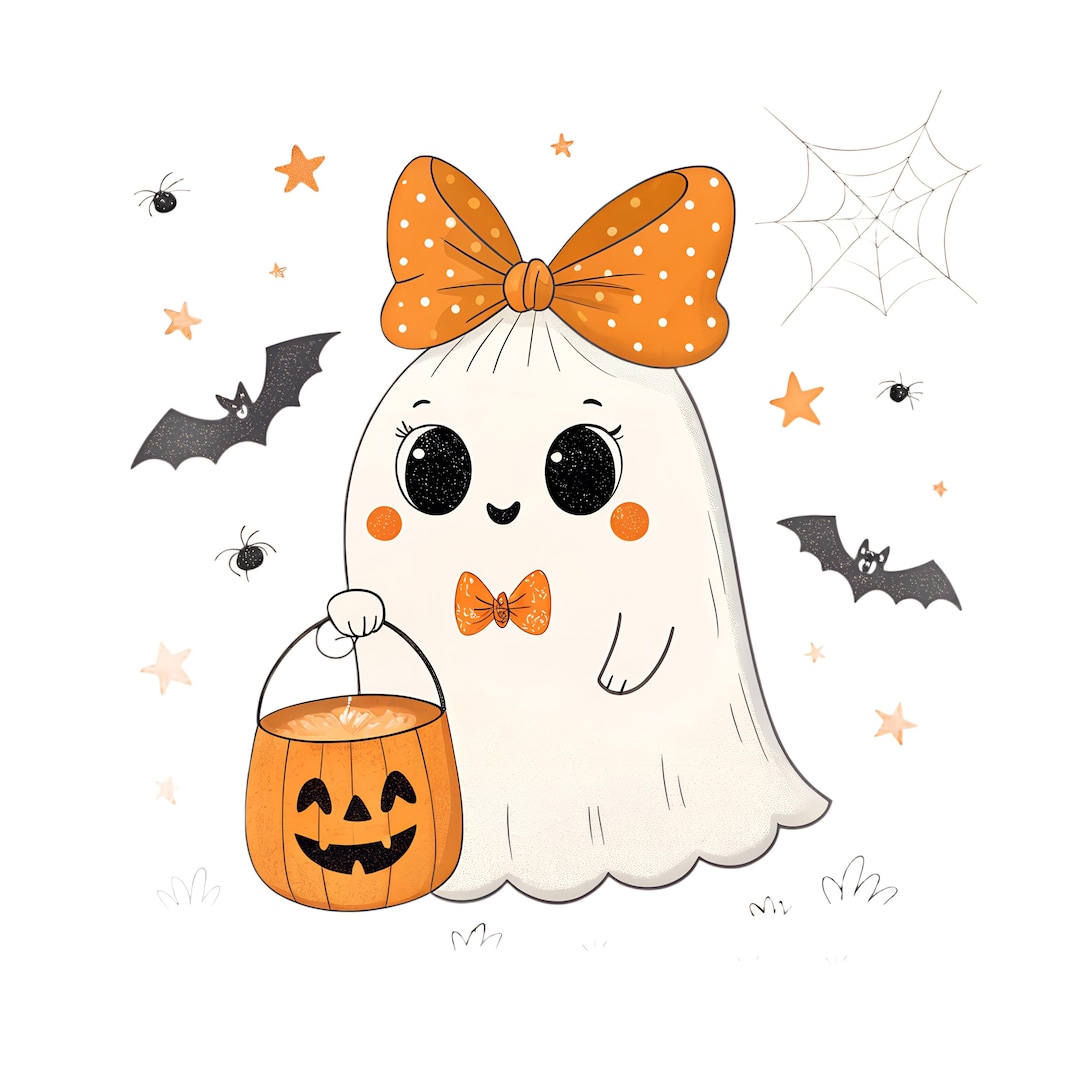 Ghost Coquette PNG, Cute Bow Ghost PNG, Coquette Halloween Sublimation ...