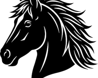 Cabeza de caballo SVG, gráfico vectorial realista, caballo western PNG, Cricut y Silhouette (descarga digital)