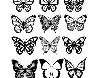 Paquete SVG de mariposas / 28 diseños únicos / Archivos de corte Cricut / Silueta de mandala floral / Descarga digital