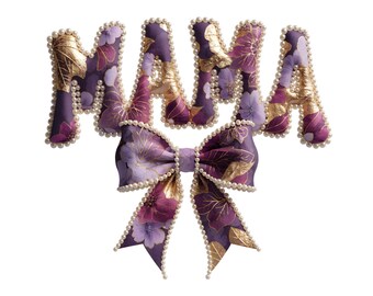 PNG de Mamá Flor, PNG de Mamá con Lazo de Cereza, Sublimación de Camiseta del Día de la Madre con Cinta, Descarga Digital