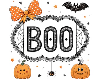 PNG de Halloween con encaje, PNG de Halloween, diseño de sublimación lindo y espeluznante, imágenes prediseñadas de fantasmas con lazo, descarga digital