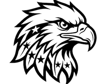 Mascota de cabeza de águila calva SVG, PNG: Símbolo patriótico, logotipo deportivo, archivo de corte, descarga instantánea