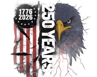PNG del 250 aniversario de EE. UU., Águila calva patriótica, Bandera estadounidense, PNG del 4 de julio, Imágenes prediseñadas, (Descarga digital)