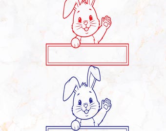 Marco para nombre de conejito de Pascua SVG / SVG editable / Archivo de corte para Cricut / Descarga digital