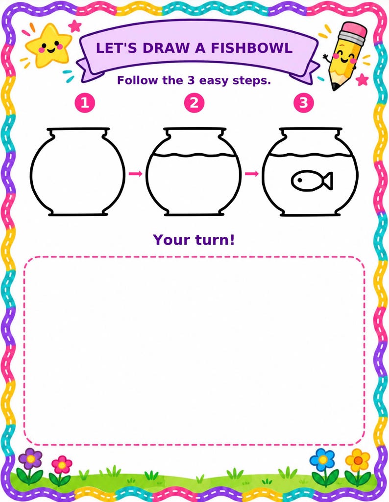 How to Draw for Kids Printable PDF, 100 Easy Drawings in 3 Steps, Kids ...