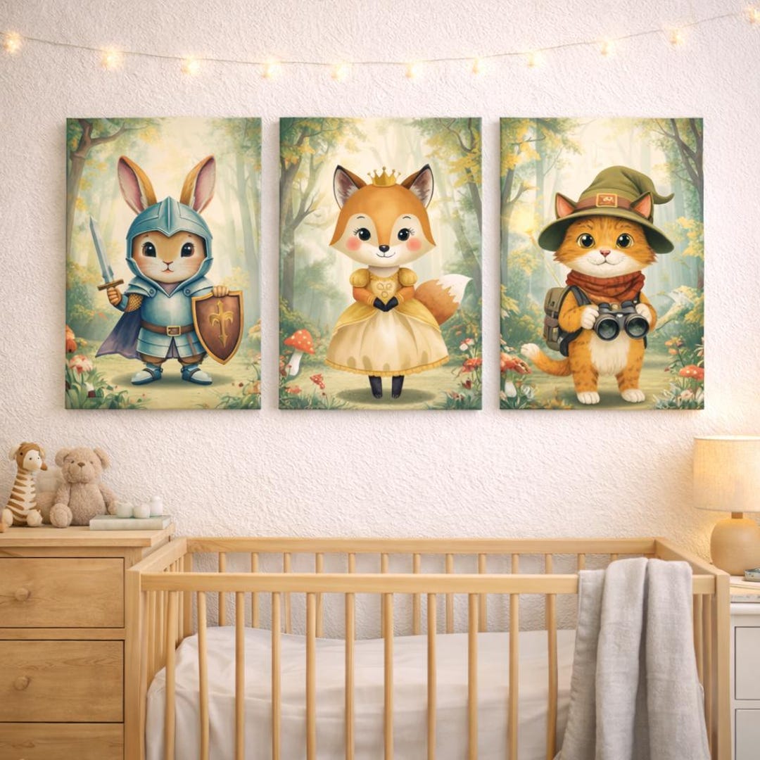 Woodland Nursery Wall Art Set of 3, Baby Animal Prints, Woodland ...