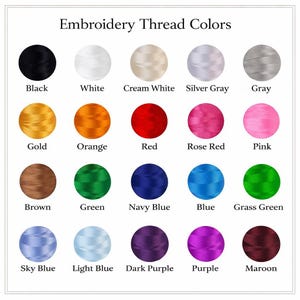 K&ouml;nnte beinhalten: Eine Farbkarte mit Stickgarnfarben. Die Karte enth&auml;lt eine Vielzahl von Farben wie Schwarz, Wei&szlig;, Cremewei&szlig;, Silbergrau und Grau. Weitere Farben sind Gold, Orange, Rot, Rosenrot und Pink. Zus&auml;tzliche Farben sind Braun, Gr&uuml;n, Marineblau, Blau, Grasgr&uuml;n, Himmelblau, Hellblau, Dunkelviolett, Lila und Kastanienbraun.