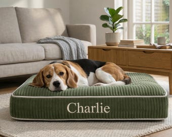 Personalisiertes Hundebett Benutzerdefinierter Name, Luxus-Haustierbett, Orthopädisches waschbares Hundekissen, weiches, gemütliches Welpen-Matratzengeschenk