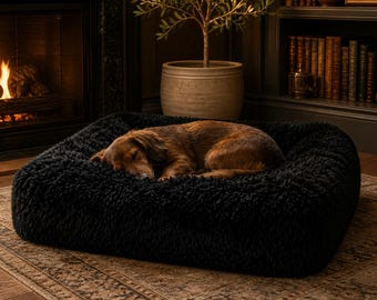 Calming Shaggy Pet Bed, Ultra Soft Plush Dog Cat Cushion, Anxiety Relief, Orthopedic Support