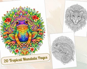Challenging Tropical Animal Mandala Coloring Pages – Advanced Designs (PDF Download)