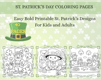 Livre de coloriage pour la Saint-Patrick | 40 pages audacieuses et faciles (téléchargement PDF)