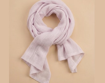 100% Lightweight Linen Scarf: Breathable Cream Summer Shawl, Minimalist Headscarf
