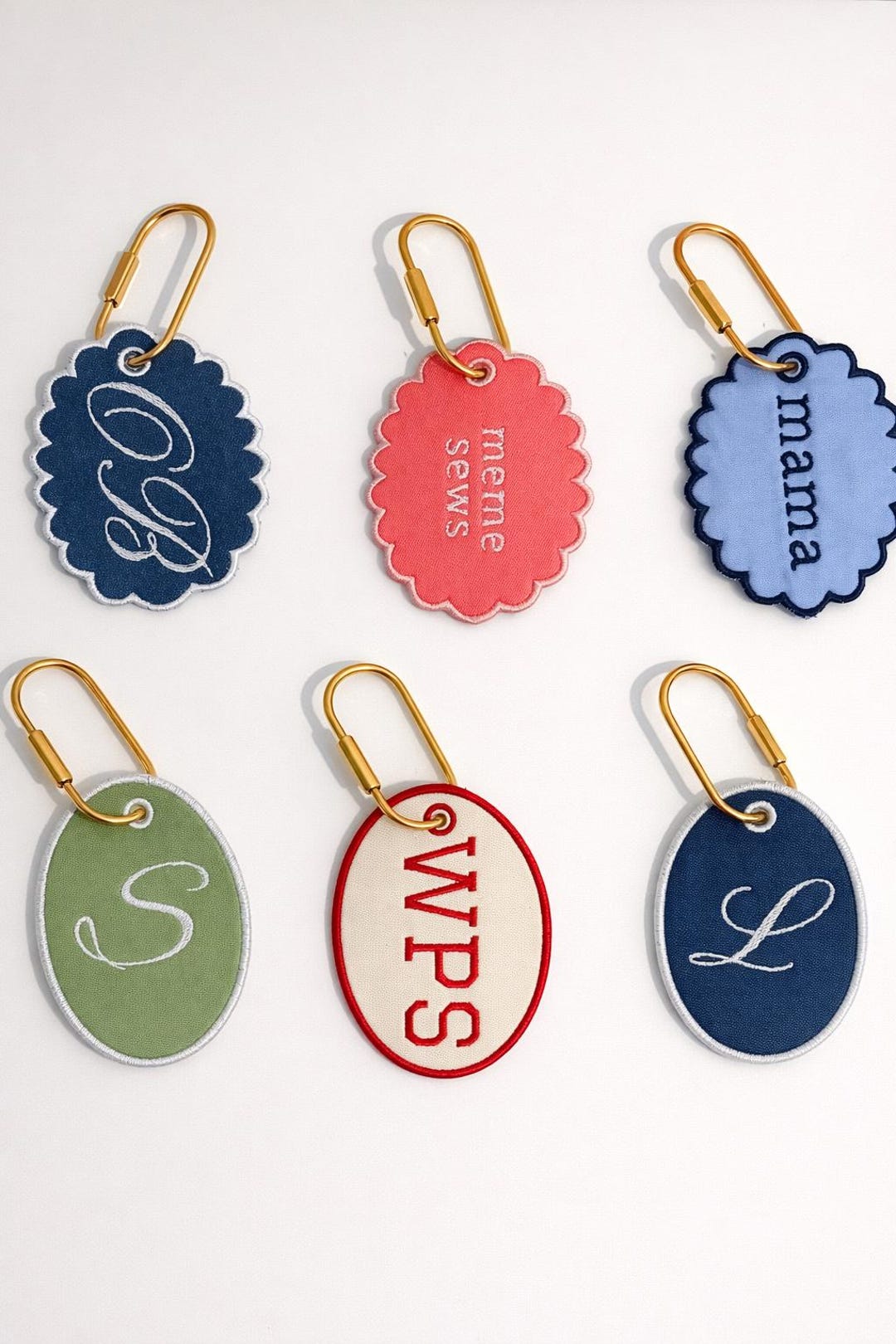 Personalized Embroidered Keychain | Custom Monogram Bag Charm ...