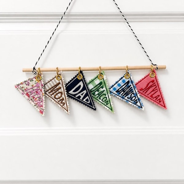 Personalized Embroidered Pennant Keychain | Custom Bag Tag Accessory