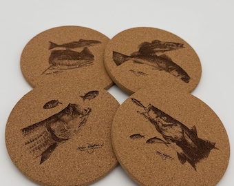 Steve Withlock Gamefish Untersetzer-Set | Salzwasser Slam Cork Kunstwerk