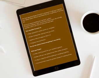 Lista kontrolna resetu zaplecza Calm | Resetowanie cyfrowego biznesu | Klikalny plik PDF
