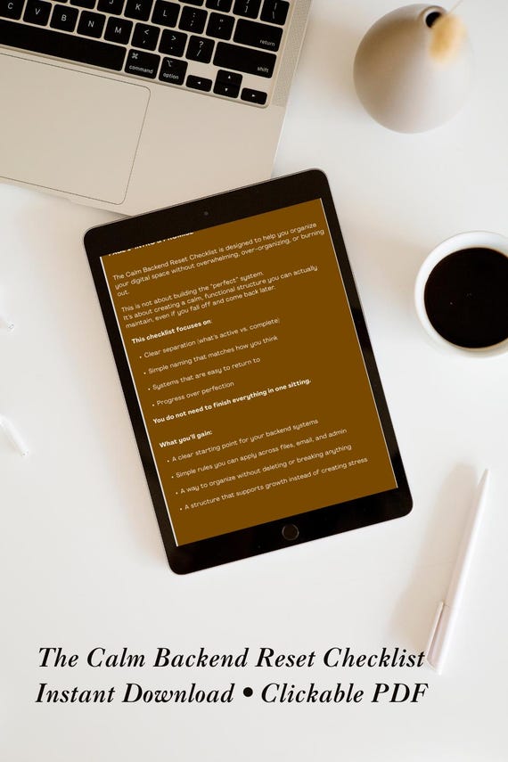 The Calm Backend Reset Checklist | Digital Business Reset | Clickable PDF