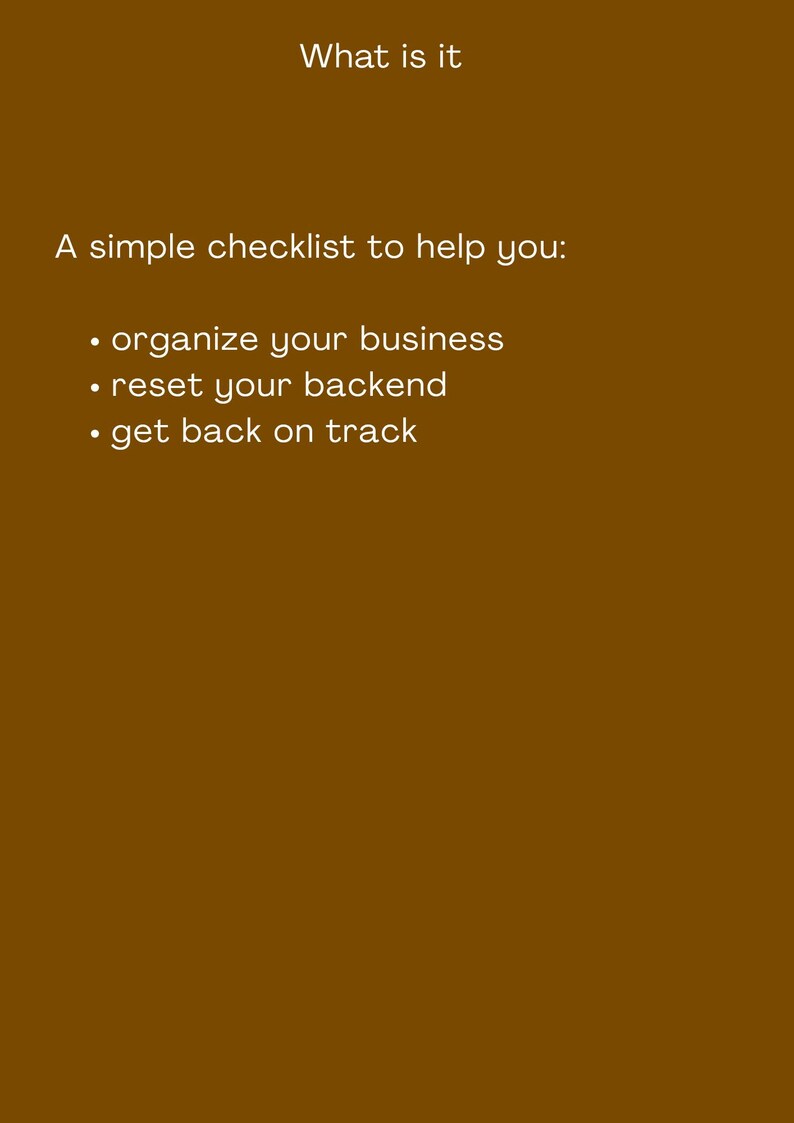 Die Calm Backend Zurücksetzen Checkliste | Digital Business-Reset | PDF zum anklicken Bild 2