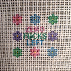 Zero F@@ks Left Hand Painted Needlepoint Canvas