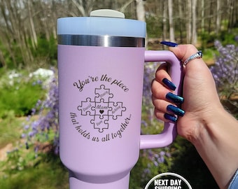Mom's Custom Tumbler, Personalized 40oz Tumbler with Handle, First Mother's Day Gift, Personalized Grandma Gift , Custom Name Engraved Cup