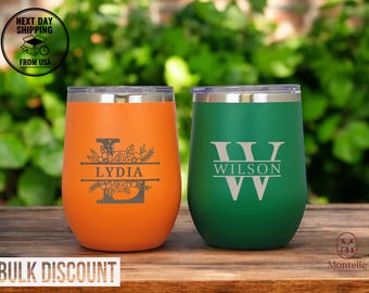 Personalized Wine Tumbler, Custom Engraved Insulated Cup, Bridesmaid Gift, Laser Engraved Tumbler, Bulk Corporate Gift Tumbler, Custom Logo