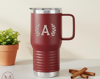 Personalized 20oz Tumbler with Handle, Custom Engraved Insulated Travel Mug, Laser Engraved Tumbler for Kids, Bulk Corporate Gift Tumbler