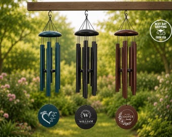 Personalized Wind Chime, Custom Engraved Family Name Sign, Housewarming Gift, New Home Gift, Established Date Outdoor Decor