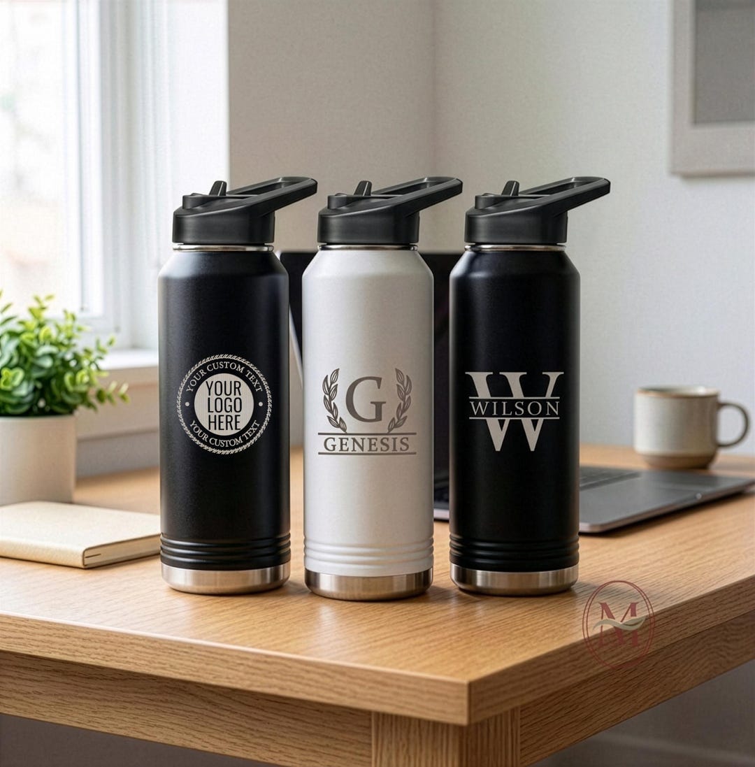 Personalized 32oz Water Bottle With Name, Custom Logo Engraved ...