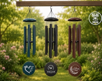 Personalized Wind Chime, Custom Engraved Family Name Sign, Housewarming Gift, New Home Gift, Established Date Outdoor Decor