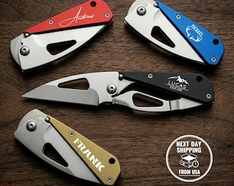 Personalized Engraved Pocket Knife, Custom Gift Folding Knife, Lightweight EDC Knife, Stainless Steel Blade, Skeleton Knife, Groomsman Gift