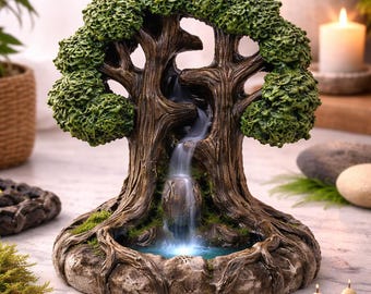 Tree of Life Incense Burner – Backflow Waterfall Incense Holder – Nature Decor – Zen Meditation Decor – Spiritual Gift – Smoke Fountain