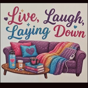 Live Laugh Laying Down Sticker | Chronic Illness Spoonie Humor, Rest Sticker